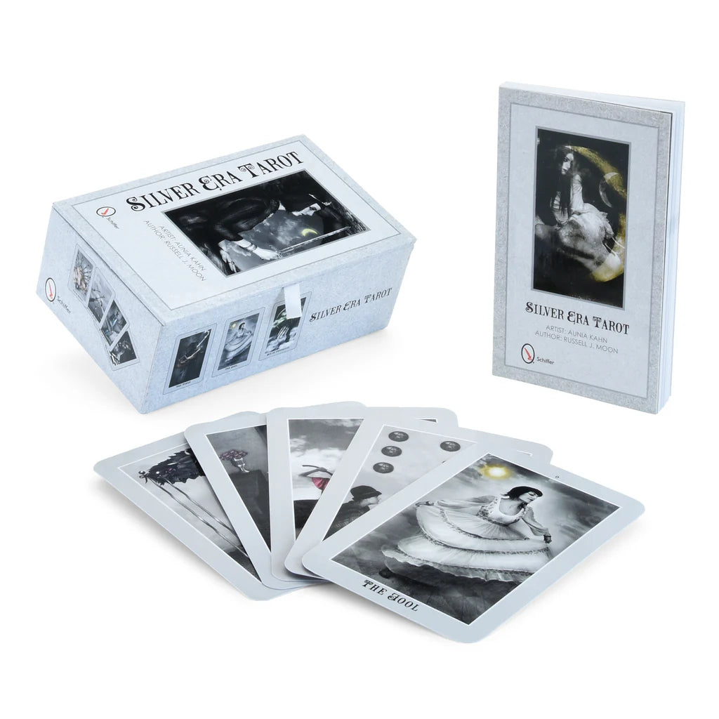 Silver Era Tarot cards with packaging on a white background