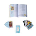 Open book with tarot cards on a white background