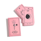 Pink tarot cards with black illustrations on a white background