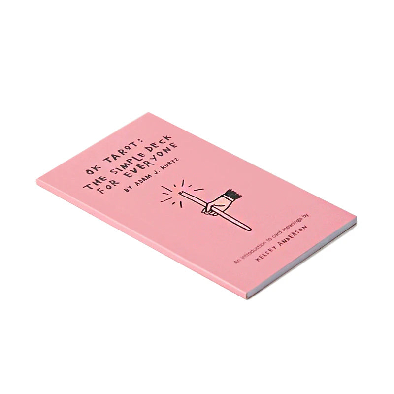 Pink card with text and a logo on a white background