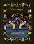 Book cover with hands holding a rainbow, celestial symbols, and text about tarot and personal growth.