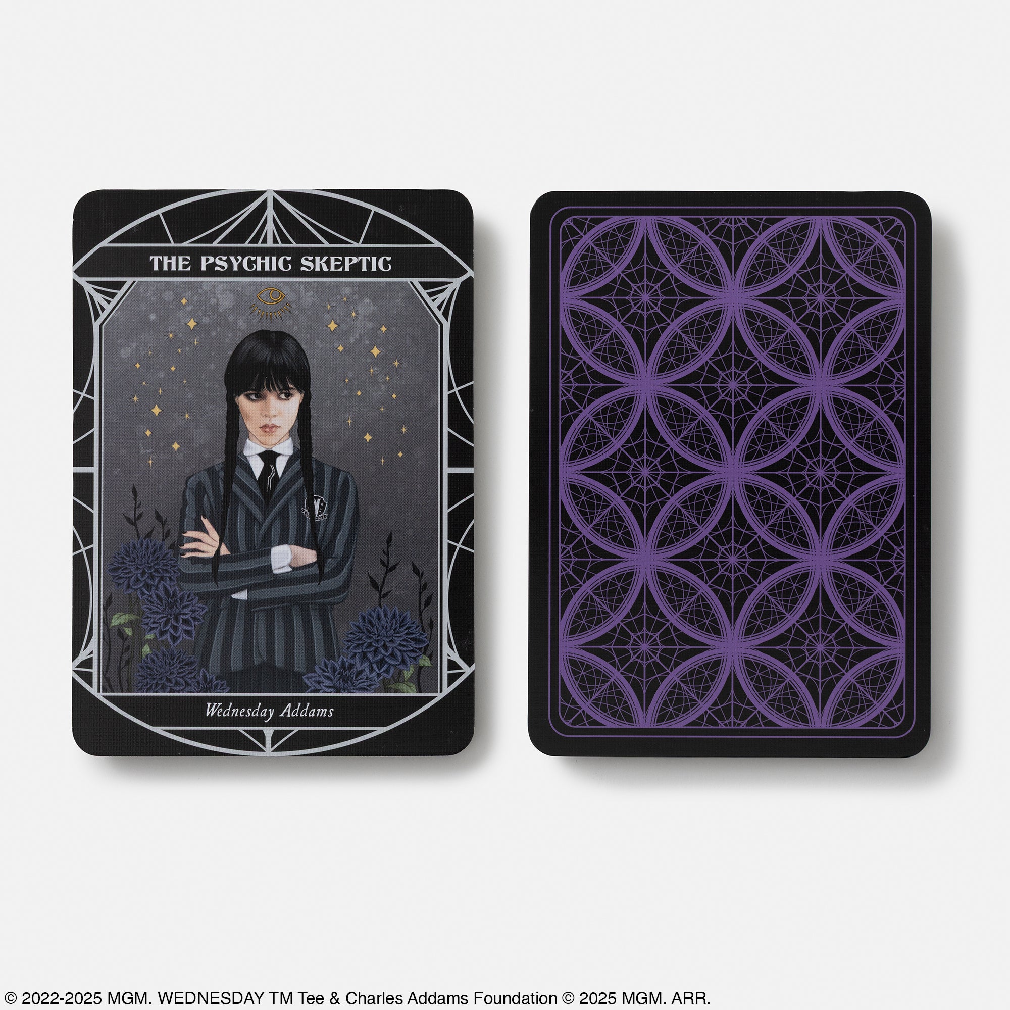 Card featuring a character with a gothic style and intricate design on a white background