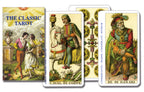 Collection of tarot cards from 'The Classic Tarot' set with colorful illustrations and text.