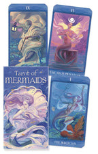 Tarot cards featuring mermaids with their respective card names and symbols.
