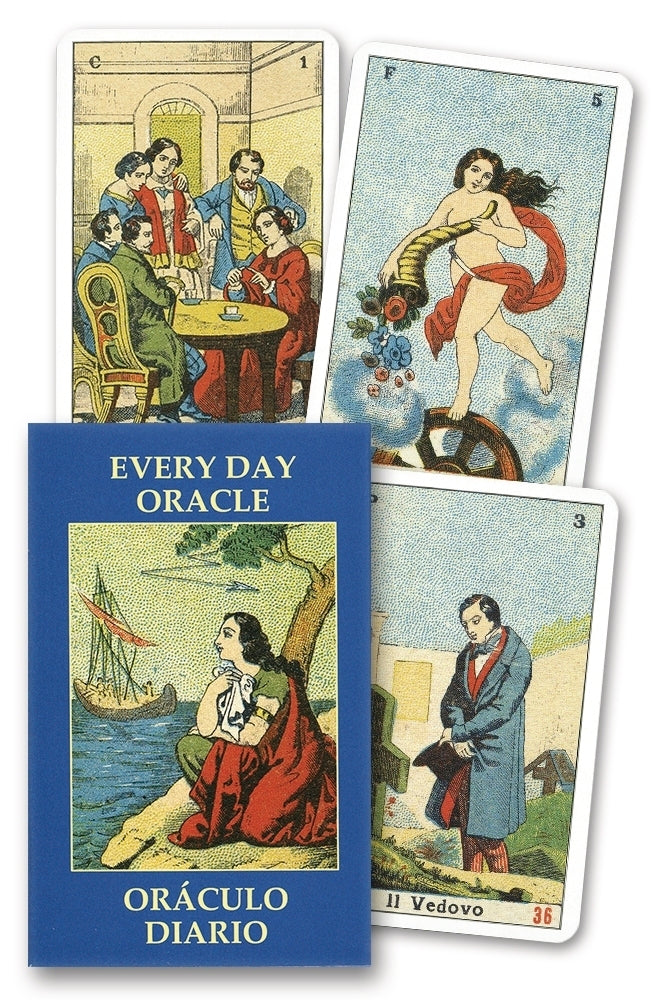 Every Day Oracle cards with colorful illustrations and a blue book titled 'Every Day Oracle'.
