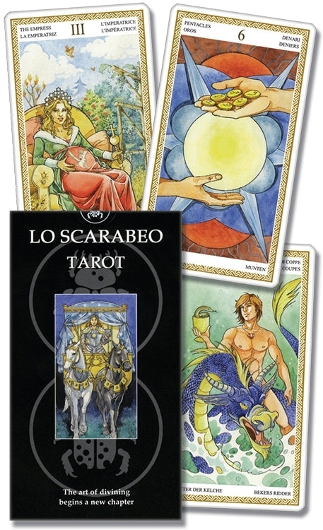 Lo Scarabeo Tarot cards with a black card featuring the brand logo.