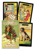Gypsy Oracle Cards, box and three cards. By Oraculo De La Gitana.