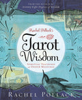 Book cover of 'Tarot Wisdom' by Rachel Pollack with decorative elements and text.