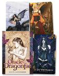 Collection of Oracle cards featuring fantasy characters with a prominent 'Oracle of the Dragonfae' card.