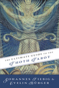 Book cover of 'The Ultimate Guide to the Thoth Tarot' with artistic design and text.