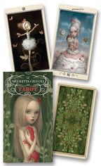 Collection of tarot cards featuring artistic illustrations with Nicoletta Ceccoli branding.