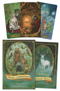 Four tarot cards featuring forest animals and nature-themed artwork.