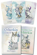 Collection of tarot cards and books titled 'Otherkin Tarot' by Siolo Thompson.