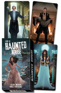 Card game packaging for 'Tarot of Haunted House' with characters and title.