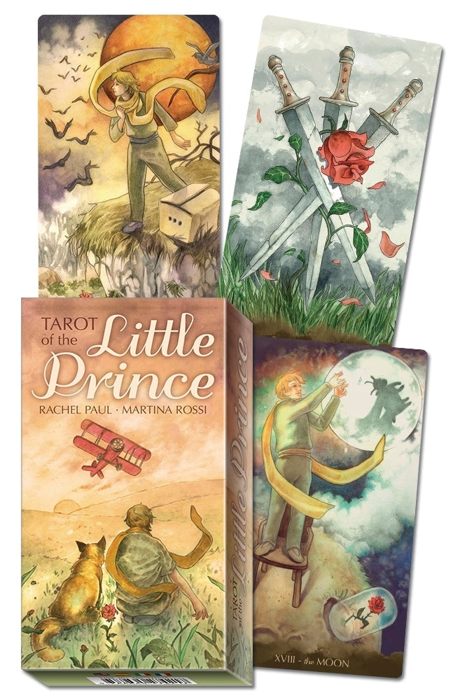 Tarot cards of The Little Prince with colorful illustrations and packaging.