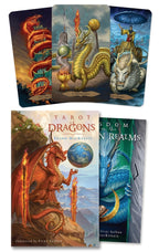 Collection of dragon-themed books with colorful illustrations on a white background