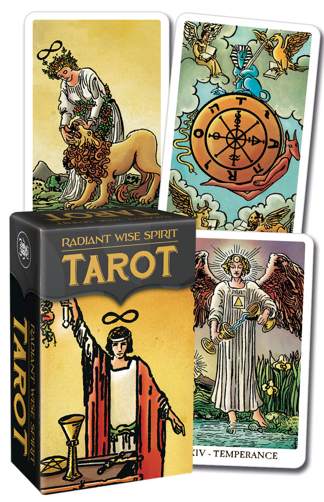 Radiant Wise Spirit Tarot cards with tarot card illustrations on a white background