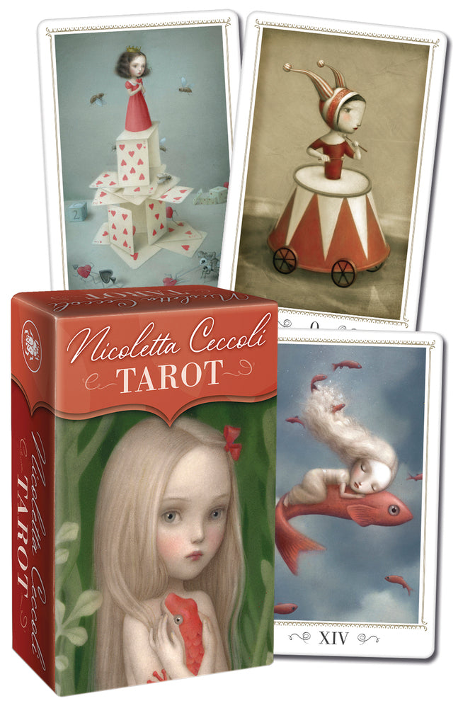 Nicoletta Ceccoli Tarot cards with a box and tarot cards displayed.