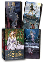 Tarot of Oppositions card deck packaging with illustrations of women in various poses.
