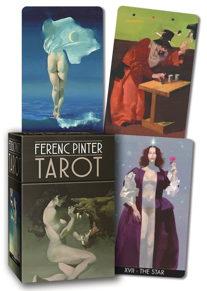 Ferenc Pinter Tarot cards with artwork and box packaging.