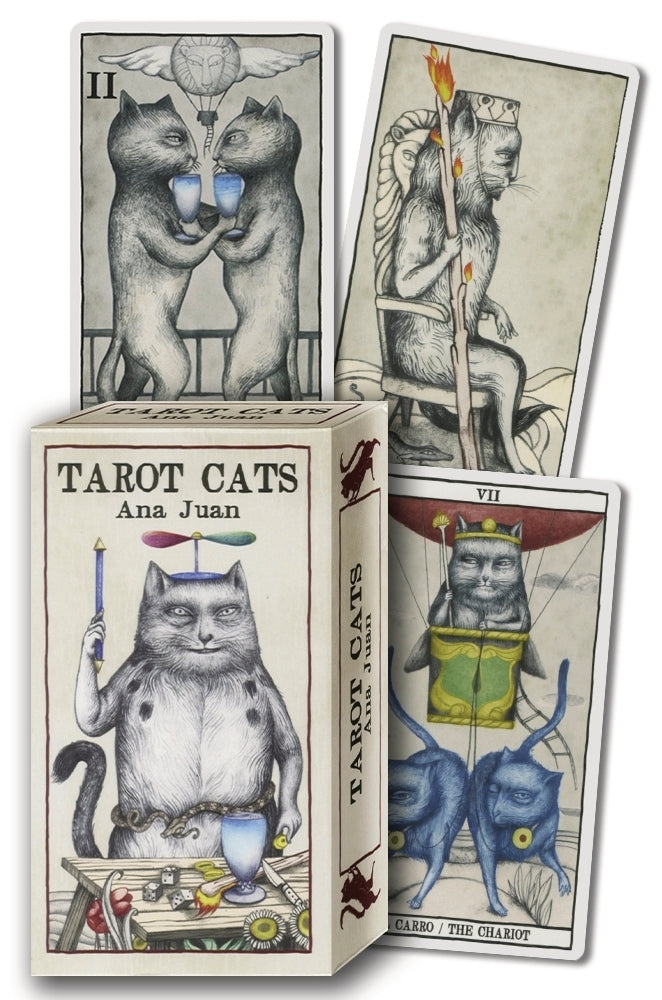 Set of Tarot Cats playing cards with tarot card designs.