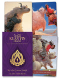 Cover of 'Wild Kuan Yin Oracle' with images of llamas and a purple background