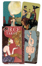 Circe Tarot card set with illustrations of characters and symbols on a white background.