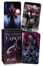Incubus Tarot card set with tarot cards and box on a white background