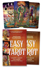 Gilded Tarot Royale Deck with two books titled 'Easy Tarot' by Josephine Ellershaw and Sinephine Ellershaw.
