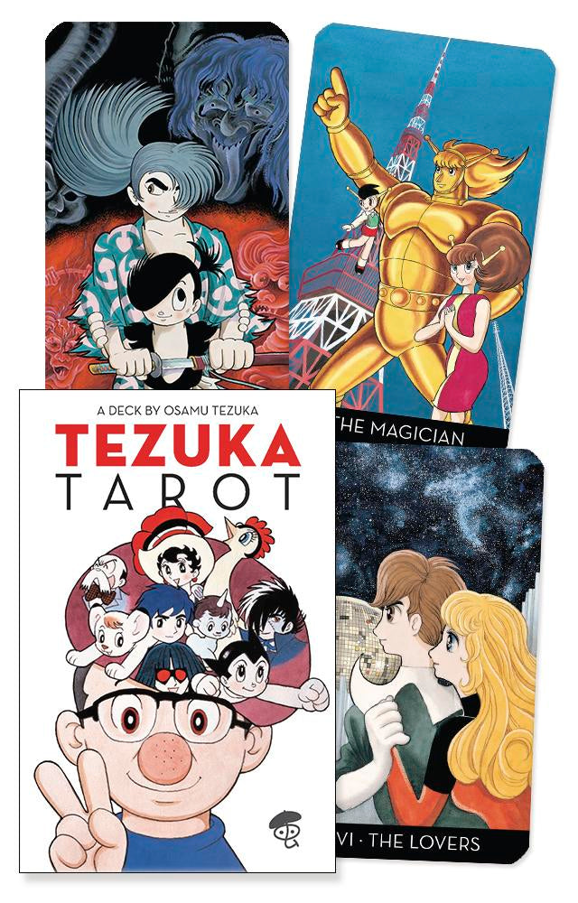 Tezuka Tarot card set with illustrations and 'The Magician' card displayed.