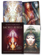 Sacred Rebels Oracle cards by Alana Fairchild with colorful illustrations of women.