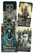 Set of tarot cards with illustrated figures and 'The Soul Seeker Tarot' text.
