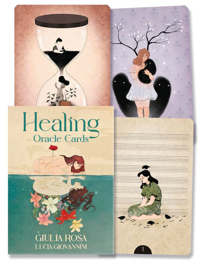 Healing Oracle Cards by Giulia Rosa and Lucia Giovannini with illustrated covers.