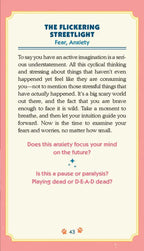 Text on a pink background with a yellow border, discussing fear and anxiety.