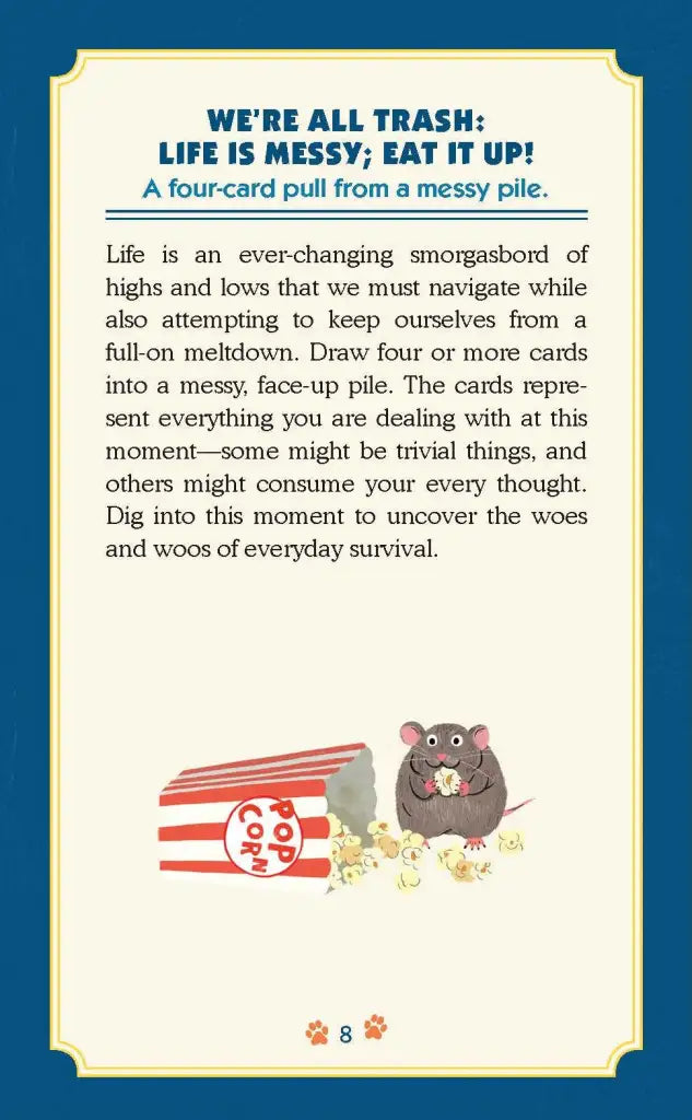 Card from a card game with text and illustrations on a blue background