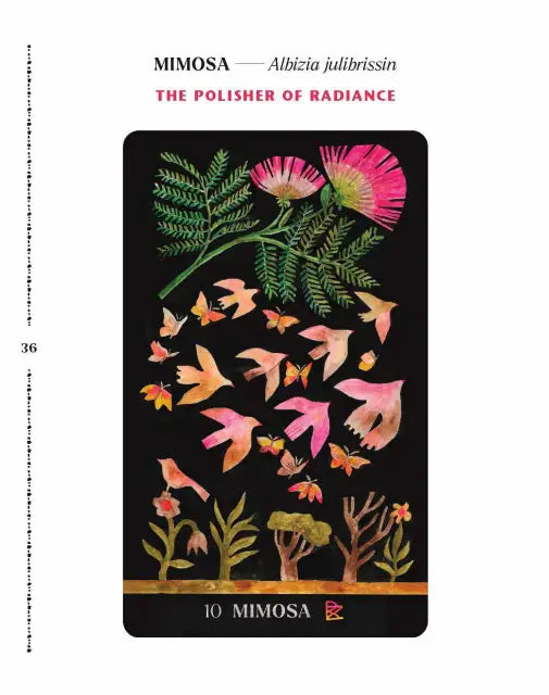 Card with floral design and text on a black background