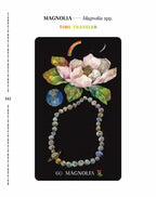 Bracelet on a card with floral design and 'Magnolia' branding