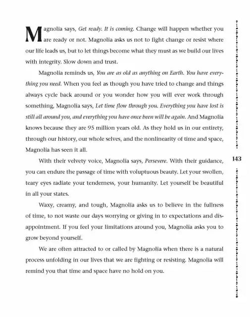 Text page with a quote from Magnolia on a white background
