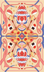 Decorative design with sushi elements on a beige background