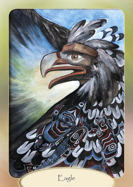 Artistic depiction of an eagle with intricate designs on a card