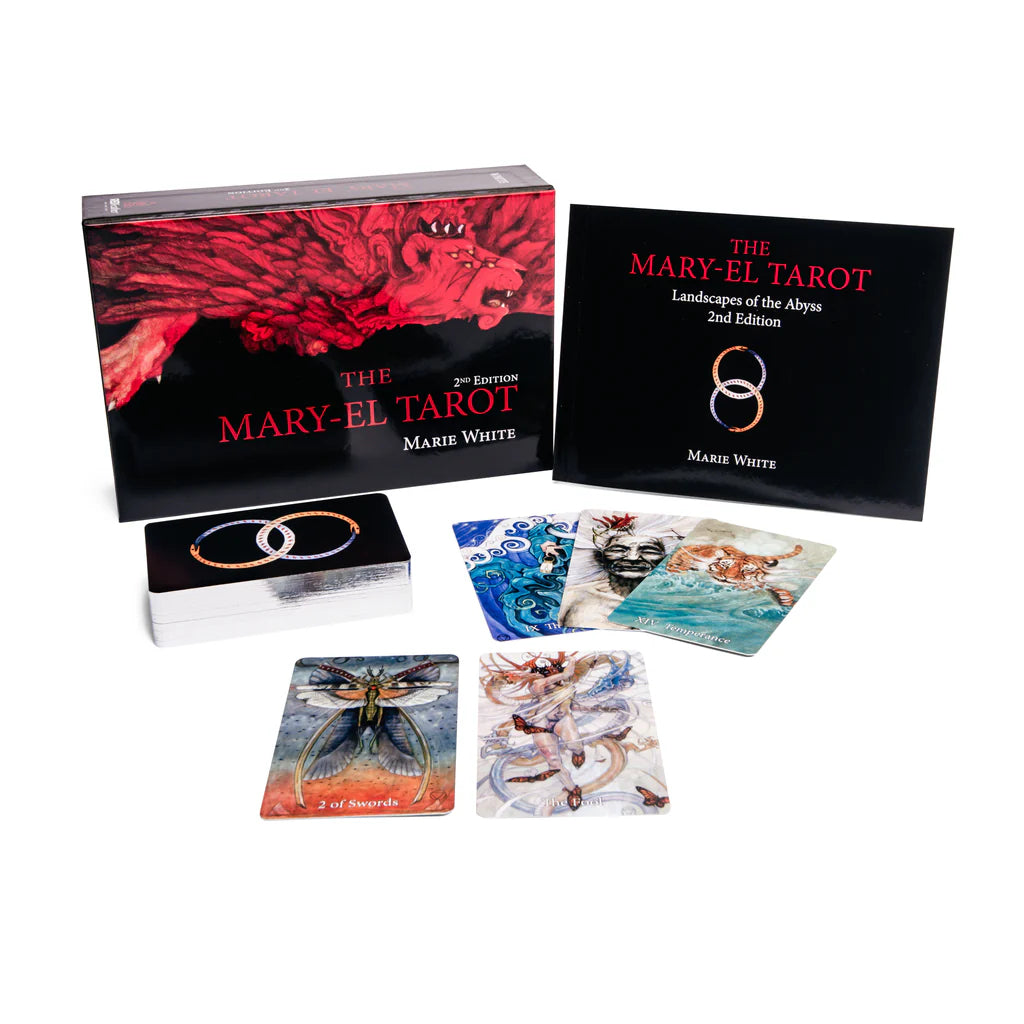 MARY-EL TAROT set with tarot cards and box on a white background