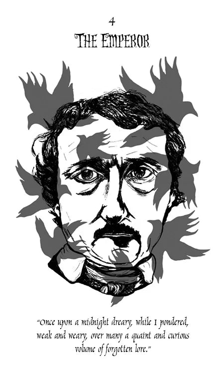 Black and white illustration of a character with text below