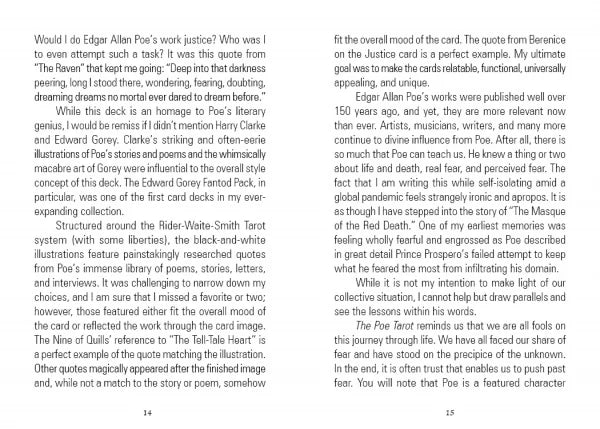 Text pages from a book or magazine with quotes and descriptions.