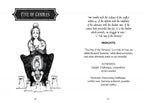 Black and white tarot card illustration with text on a white background