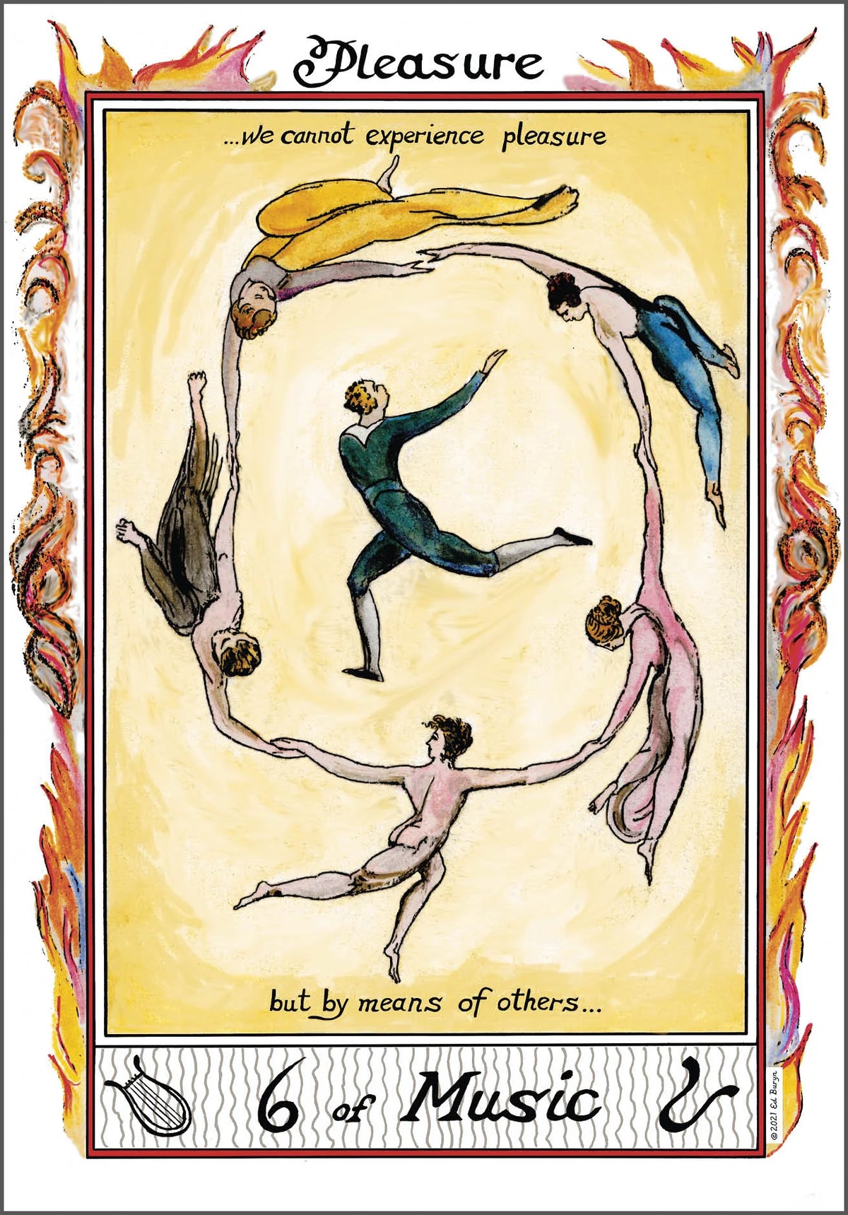 A vintage-style illustrated card or print titled 'Pleasure' with the text '.