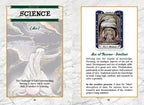 Page from a book or magazine featuring a tarot card titled 'Ace of Science - Intellct' on a marble background.
