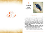 Page from a book or magazine featuring a card with a raven illustration and text.