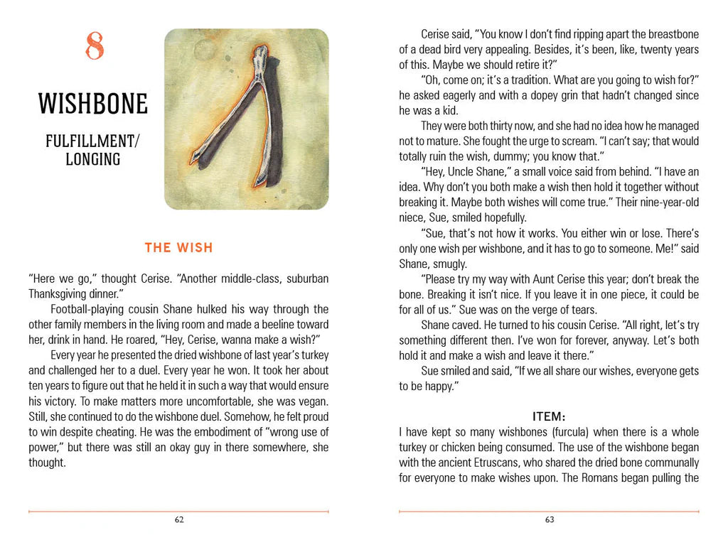 Page from a book with an illustration of a bone and text about 'Wishbone'.