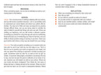 Text page from a book or document with advice, reflection prompts, and a message.