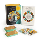 Time Changer's Tarot cards with box and book on a white background